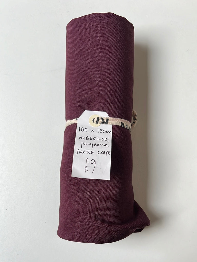 Aubergine Polyester Stretch Crepe Remnant