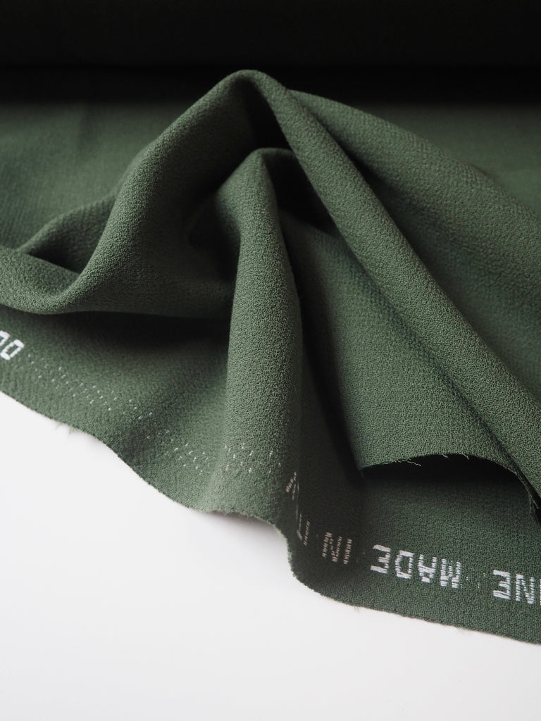 Olive Double Wool Crepe