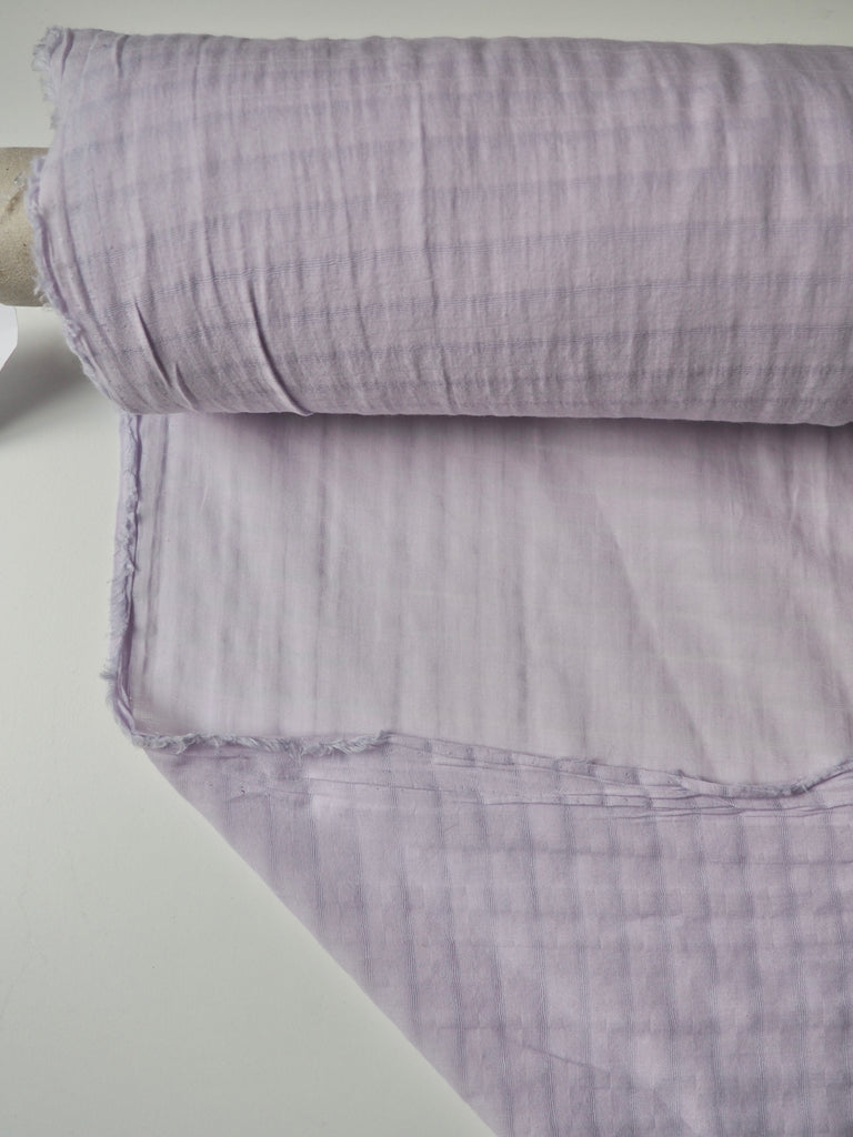 Lilac Stripe Crinkle Cotton Voile