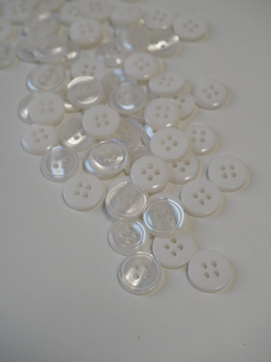11mm Pearl White 4 Hole Shirt Button - Totally Buttons