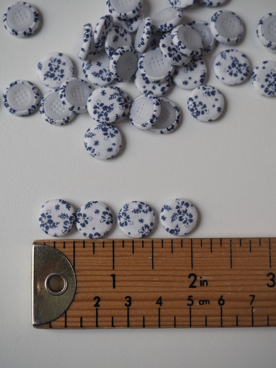 Black - 1.5cm Handmade Fabric Small Button (Set of 12) 08 main image 1