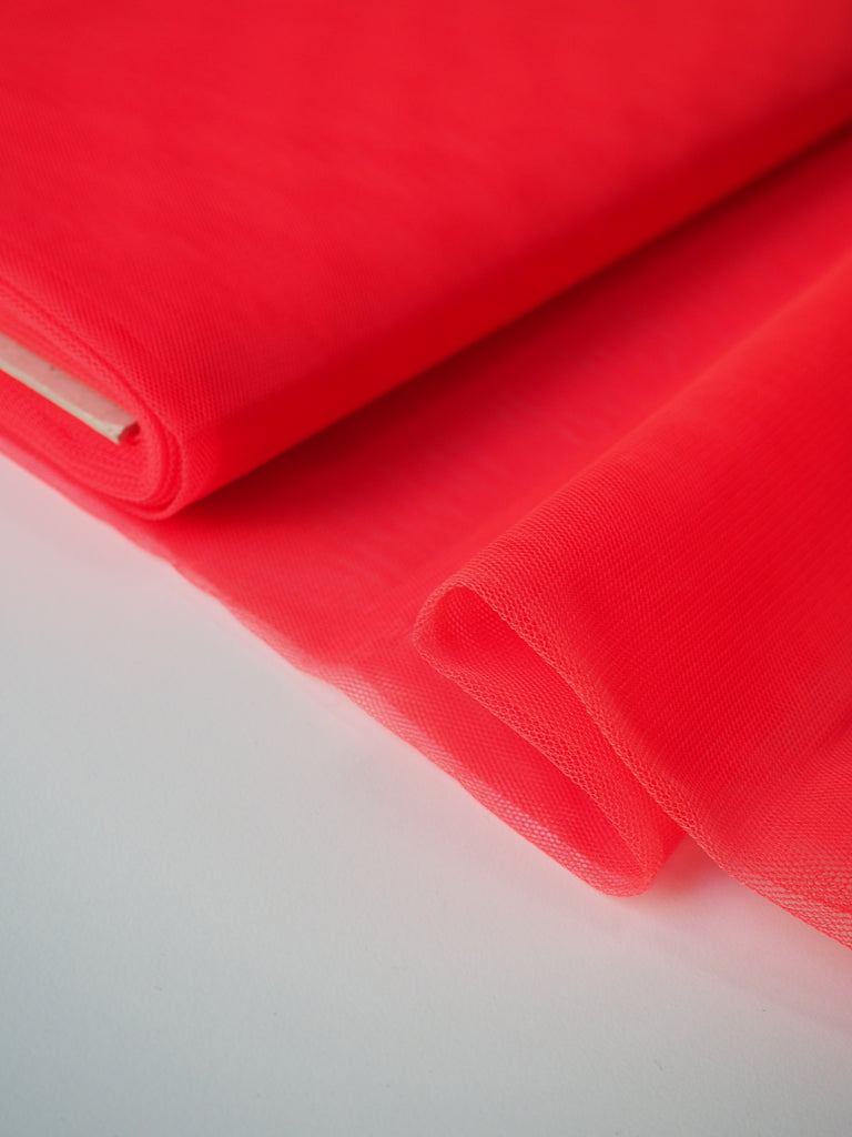 Neon Coral Extra Wide Rigid Tulle