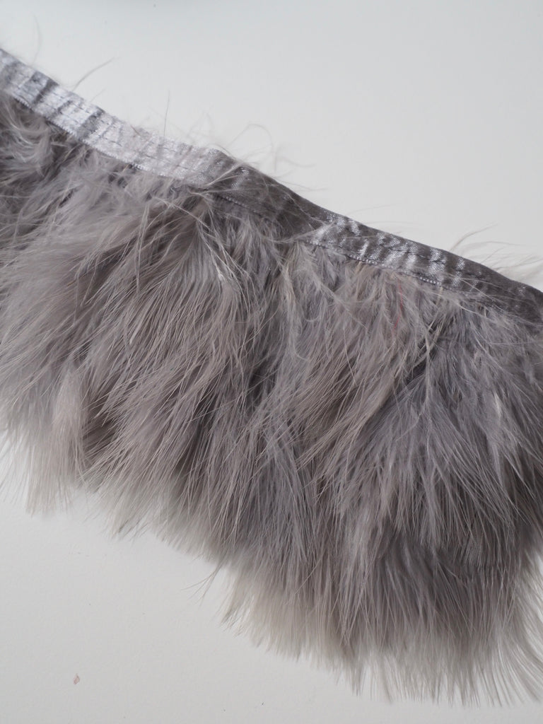 Grey Marabou Feather Fringe Trim