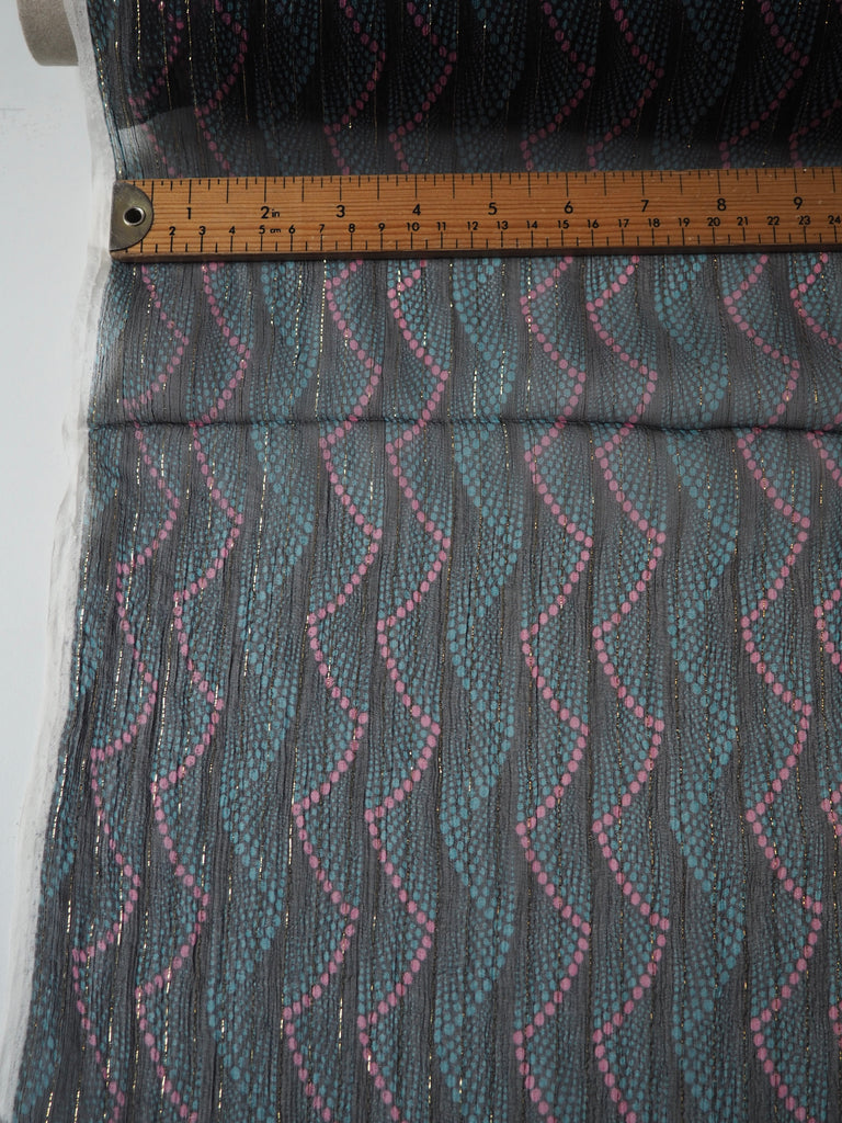 Dot Striped Metallic Silk Chiffon