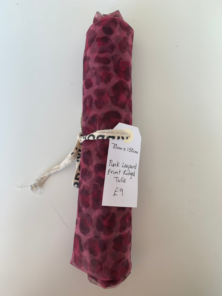 Pink Leopard Print Rigid Tulle Remnant