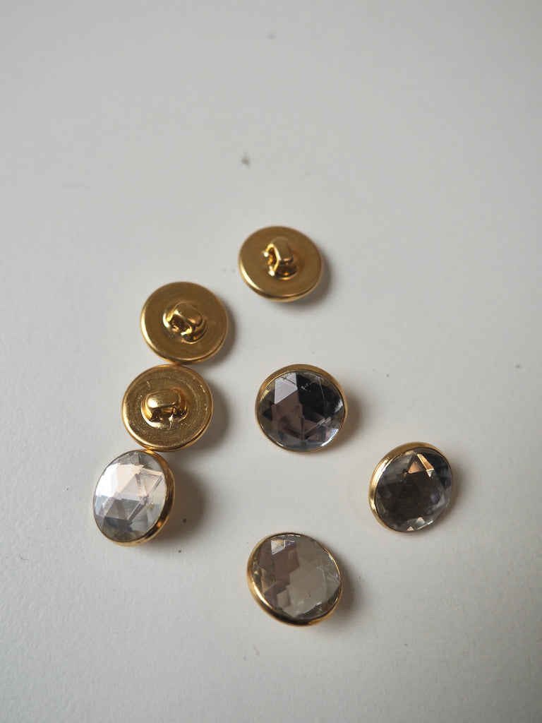 Clear Crystal + Gold Shank Buttons 12mm/20L