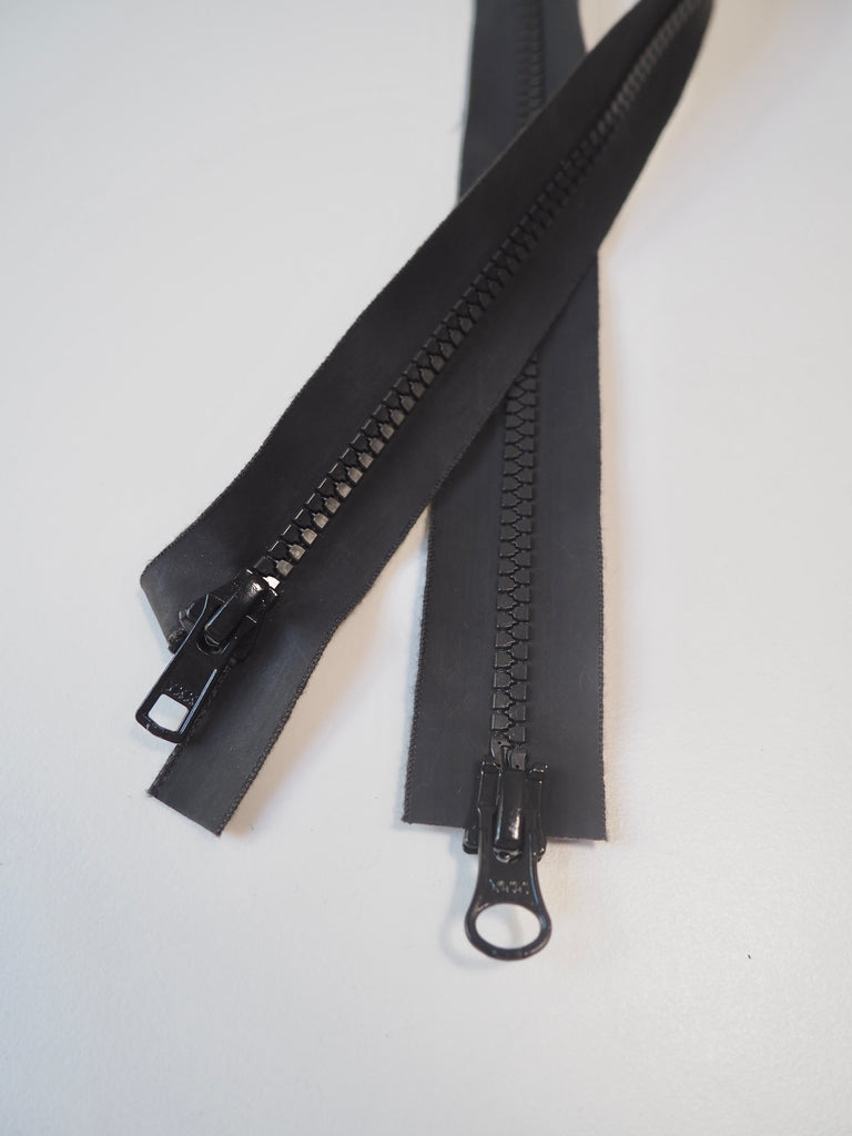YKK 46-64cm Black Rubberized Two-way Open-Ended Zips