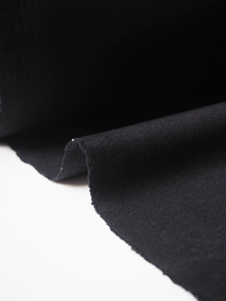 Black Cotton Heavy Interlock Jersey