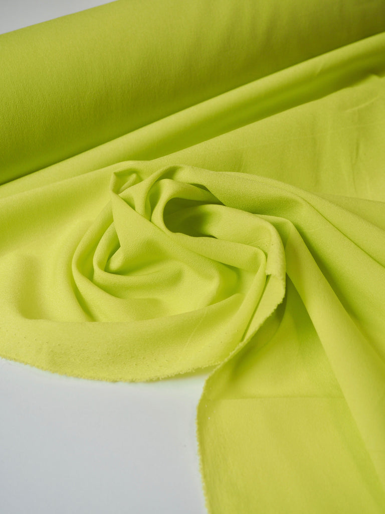 Neon Lime-Yellow Crepe de Chine