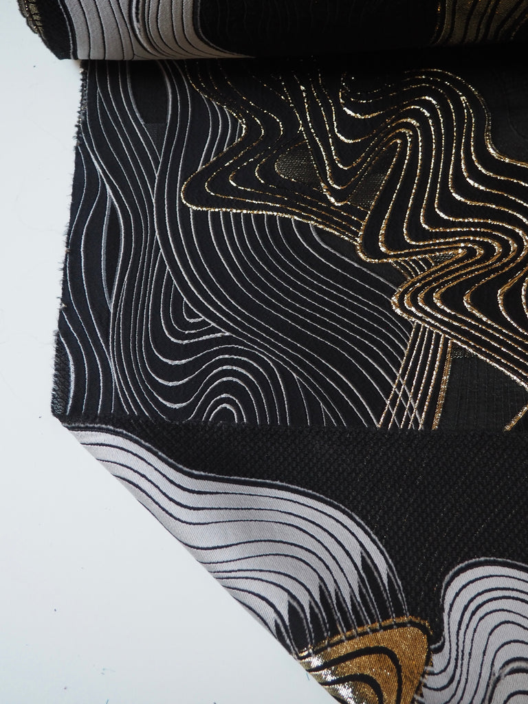 Golden Wave Jacquard Cloqué