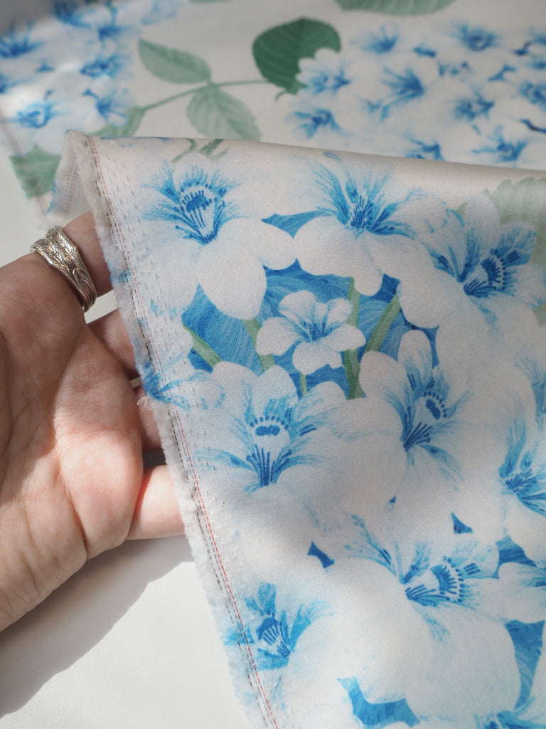 Pale Blue Blossom Satin