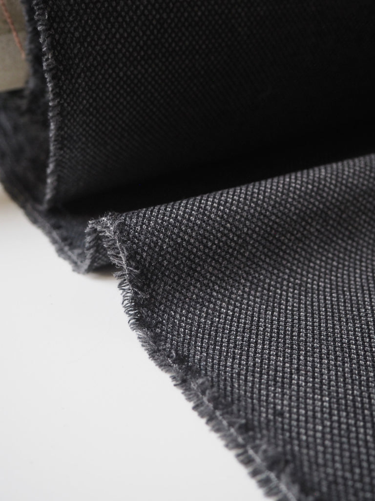 Grey + Black Birdseye Stretch Wool/Cotton