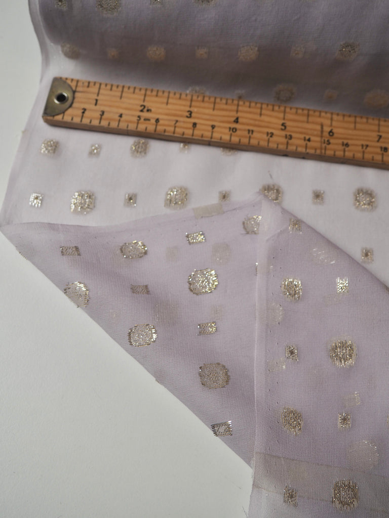 Lilac Dotted Metallic Silk Chiffon
