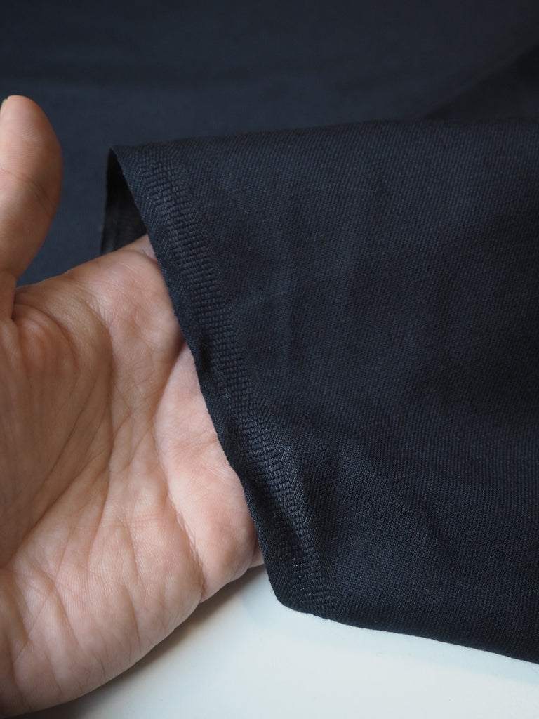 Navy Wool Blend Twill