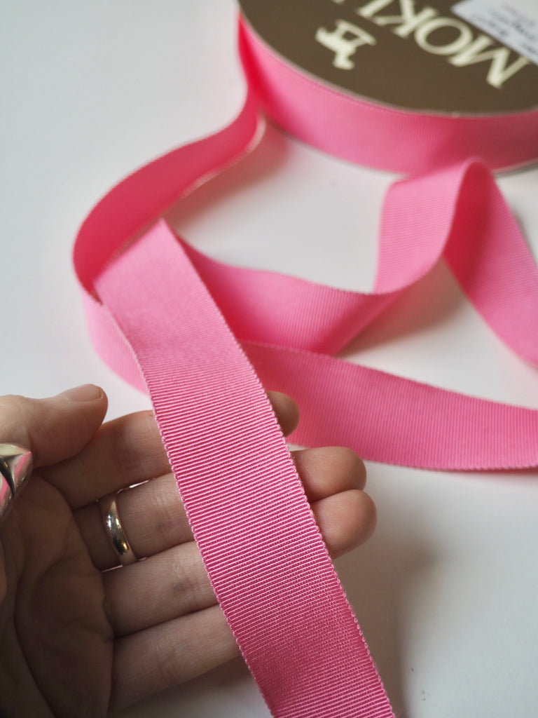 Mokubu Bright Pink Grosgrain Ribbon 25mm