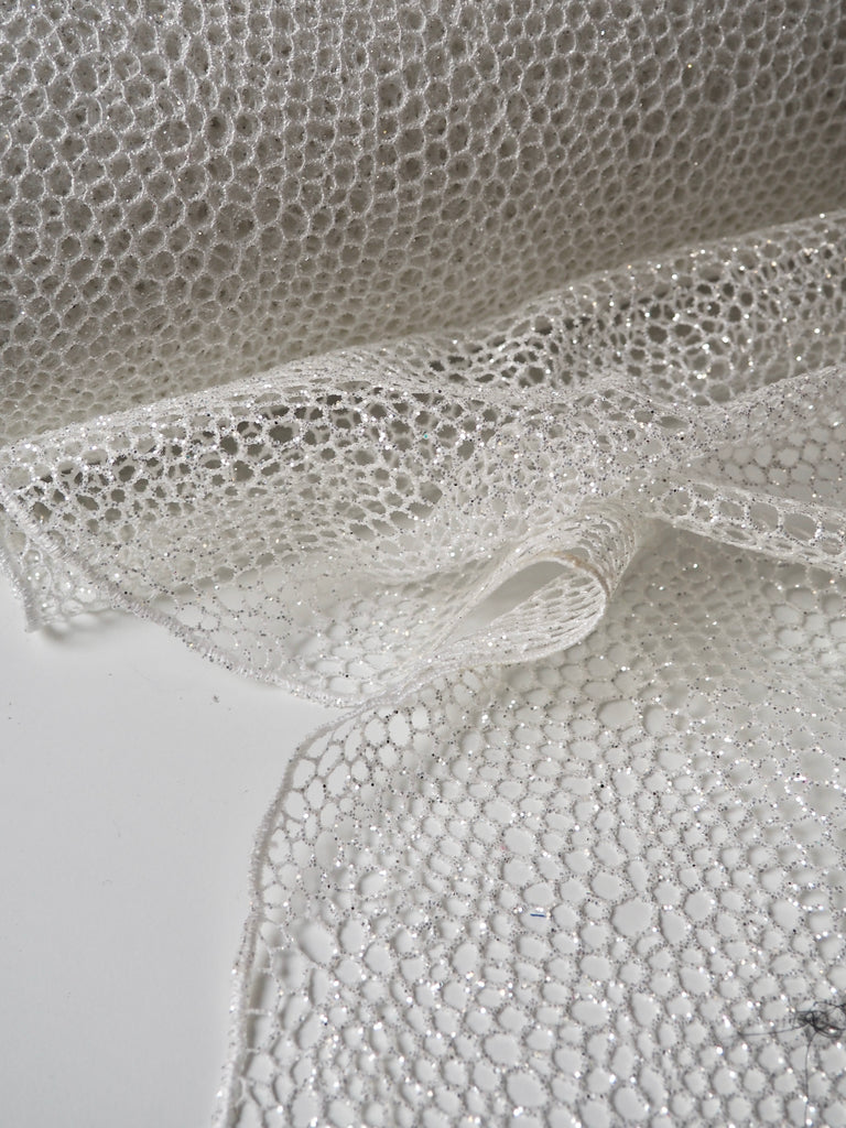 White Bubble Glitter Guipure Lace