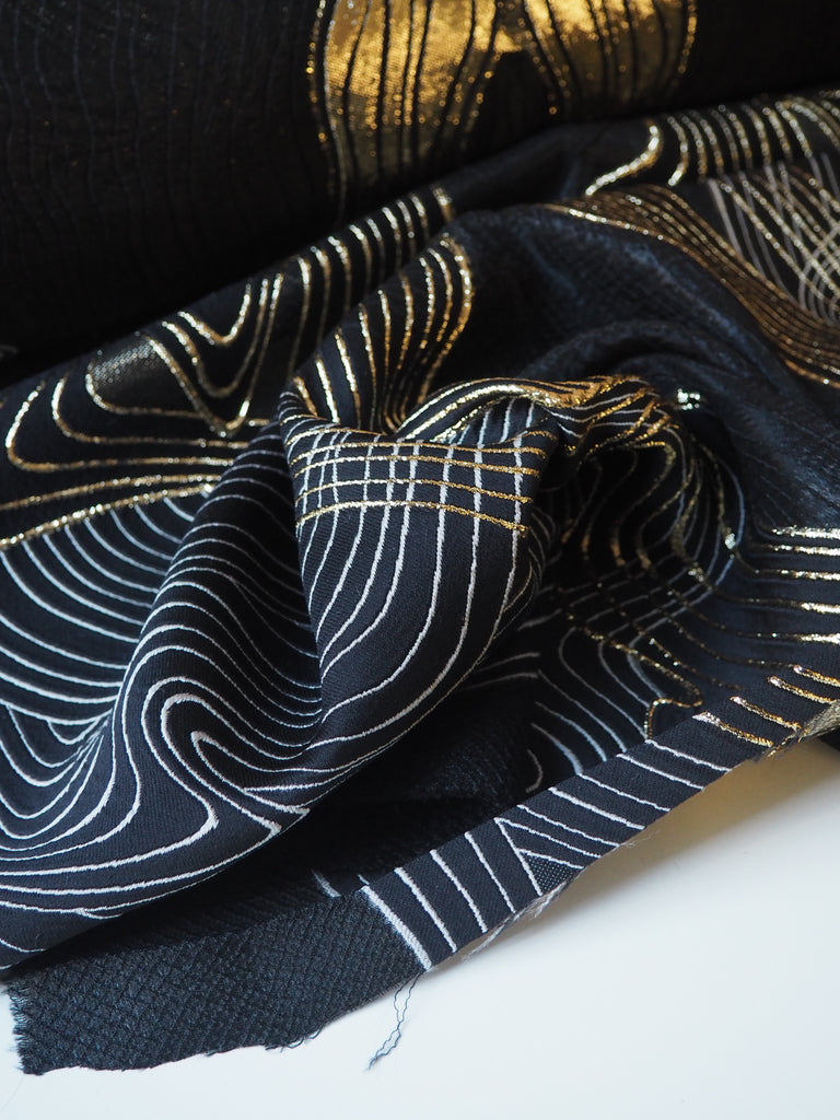 Golden Wave Jacquard Cloqué