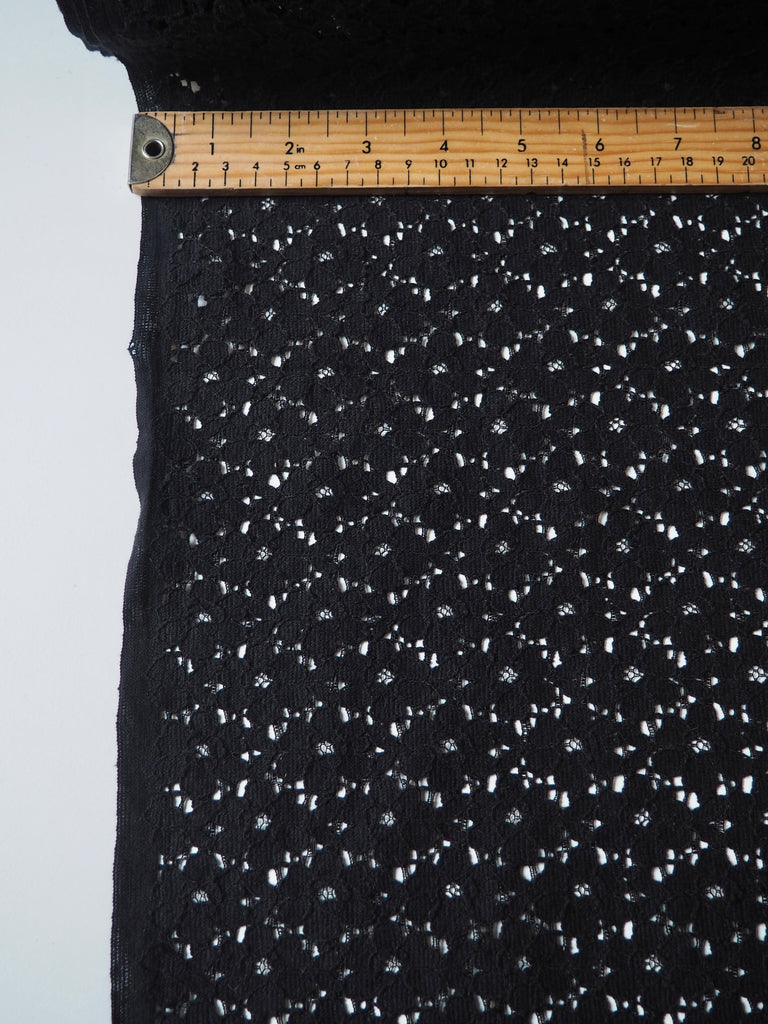 Black Corded Flower Cotton Lace