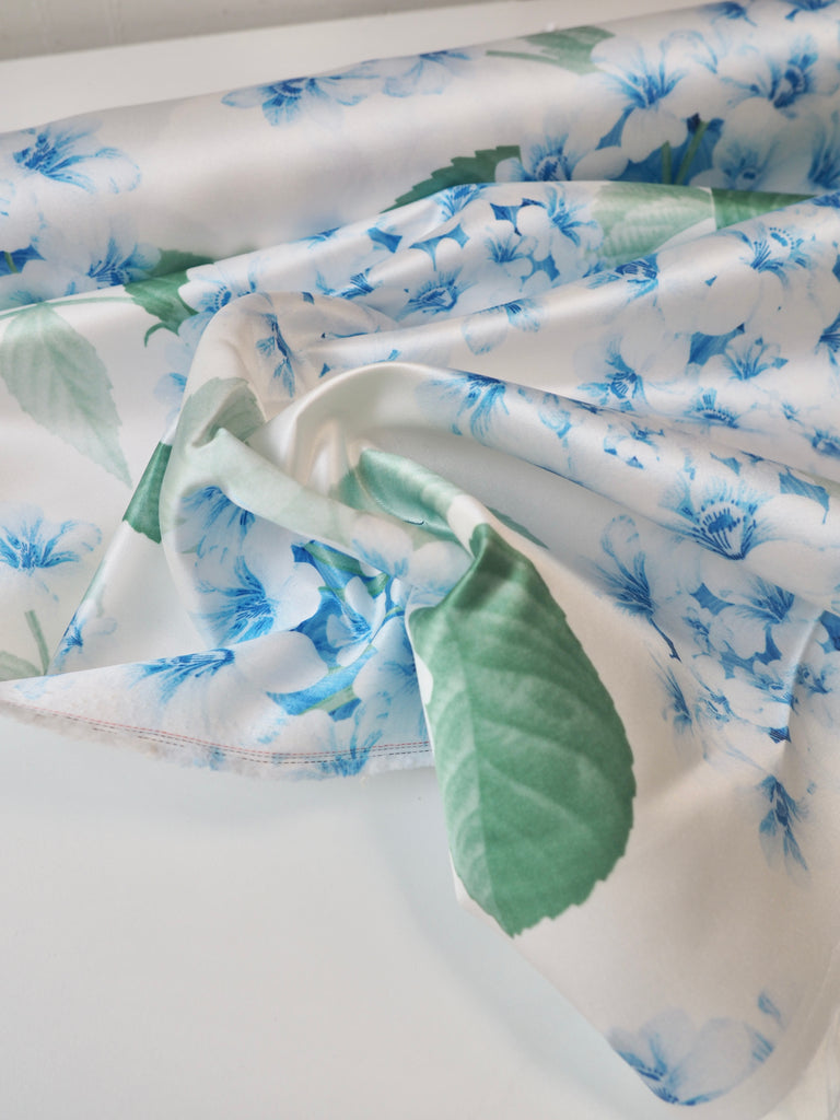 Pale Blue Blossom Satin