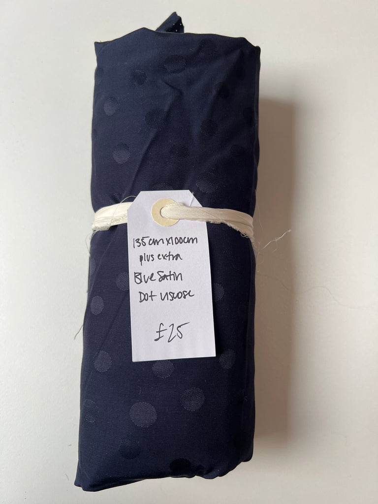 Blue Satin Dot Viscose Remnant