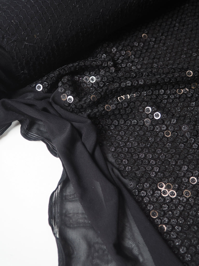 Black Glitter Sequin Stretch Mesh