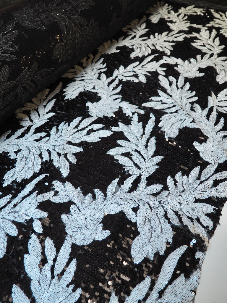 Black + White Vine Sequin Tulle