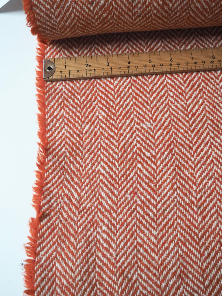 Orange Herringbone Wool Coating