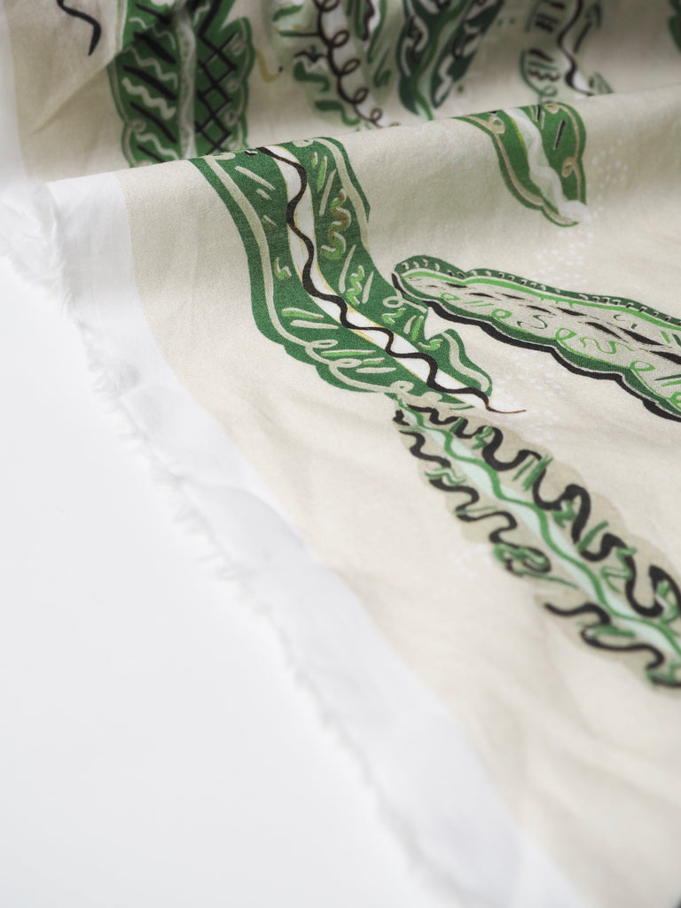 Beige + Green Painterly Feather Cotton Panels