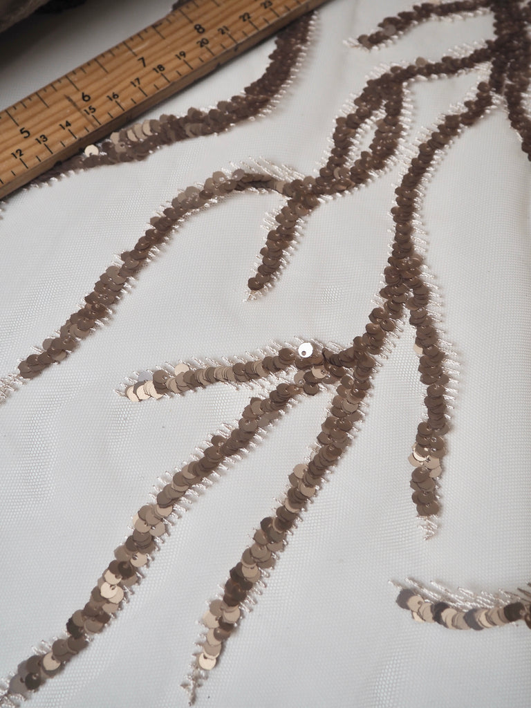 Soft Gold Vine Sequin Tulle