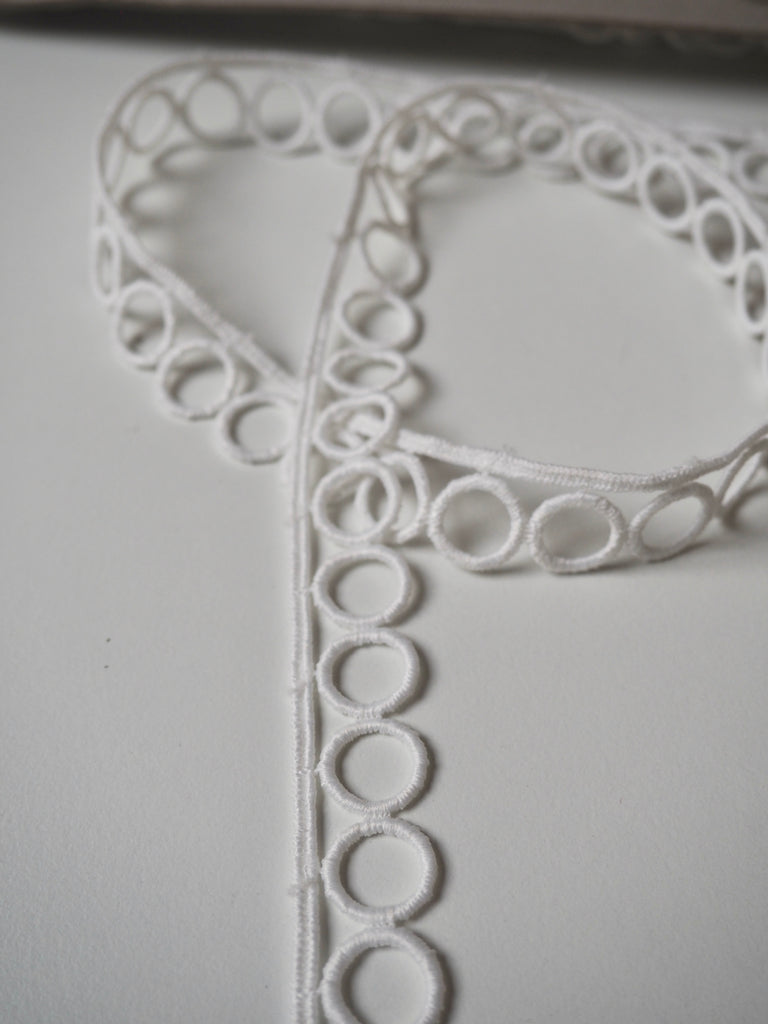 White Circle Lace Trim 18mm
