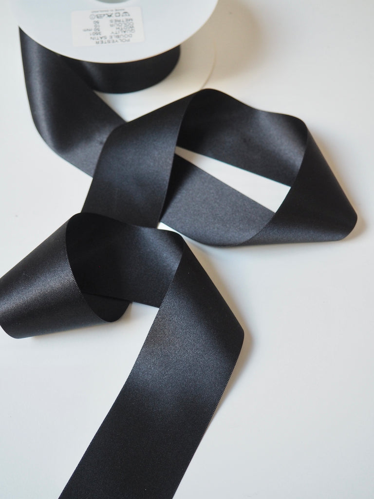 Black Double-Faced Satin Ribbon 50mm