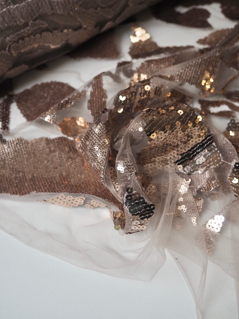 Rose Gold Abstract Sequin Tulle