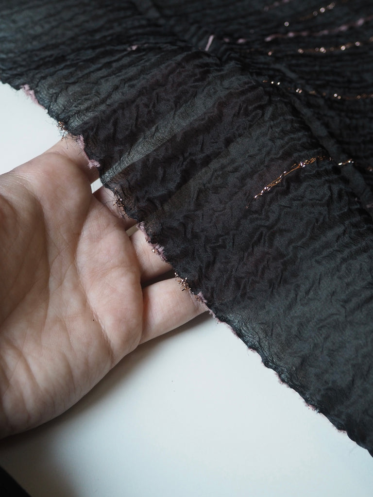 Pink Wave Silk Metallic Organza Cloqué