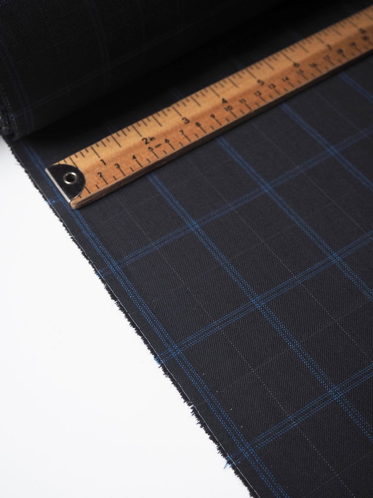 Blue + Navy Check Wool Twill