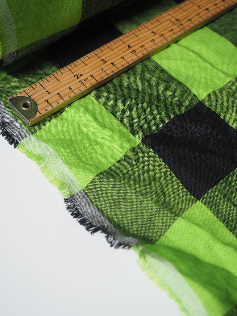 Lime Jumbo Gingham Linen