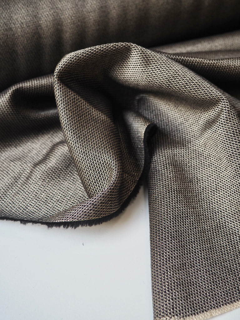 Black + Gold Wool/Viscose Twill Jacquard