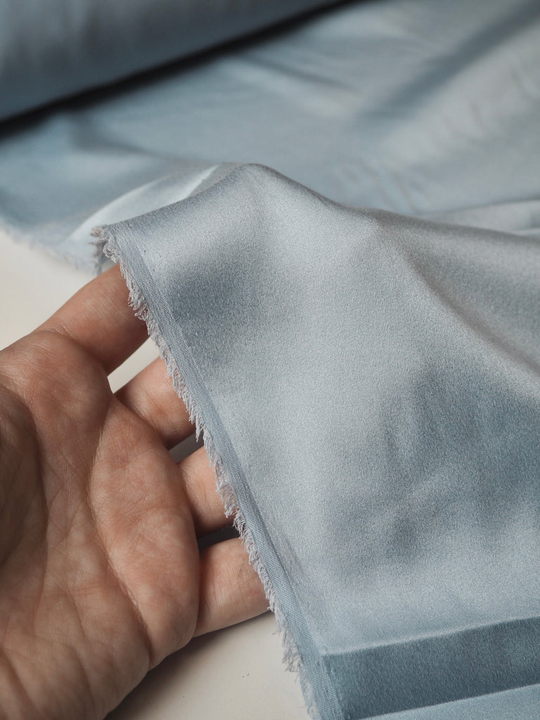 Light Blue Stretch Washed Silk Satin
