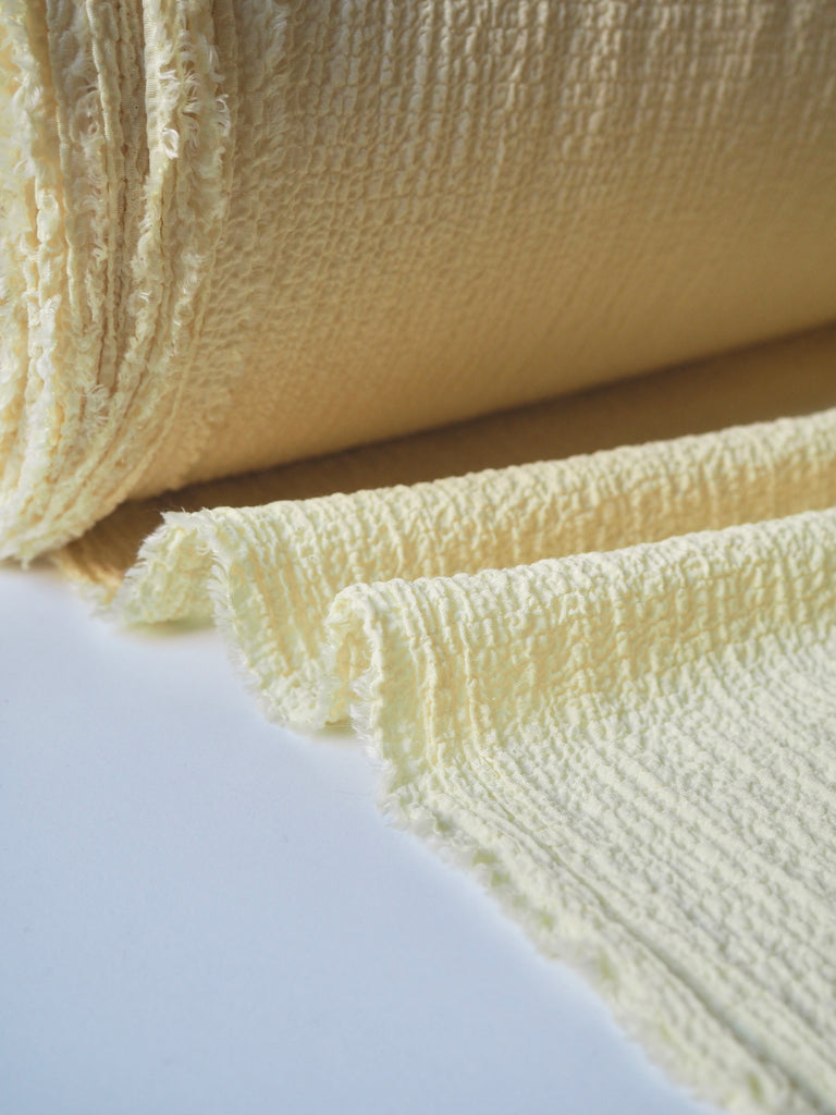 Lemon Shirred Crinkle Crepe