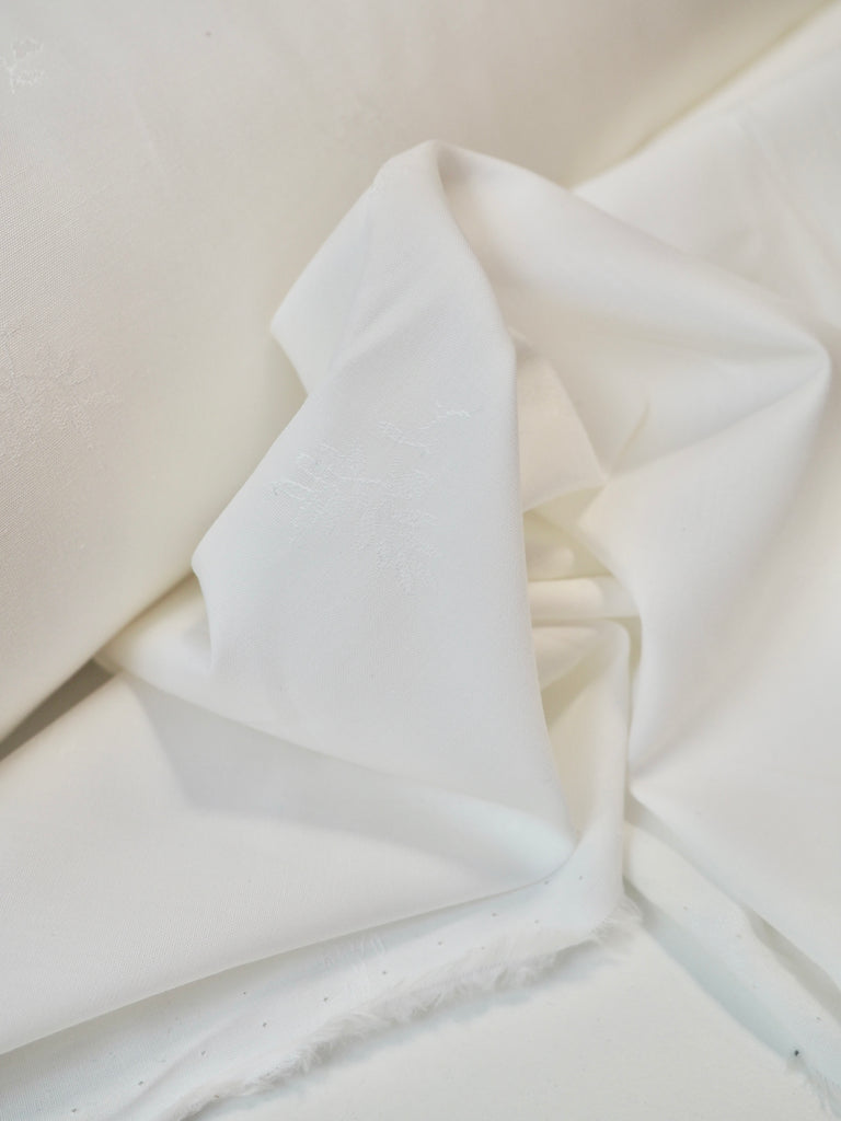 Liberty White Leafy Cotton Jacquard