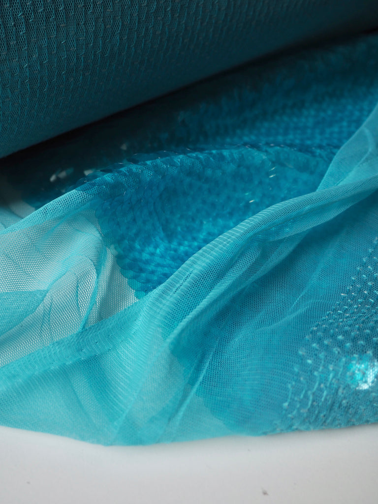 Aquamarine Translucent Sequin Tulle