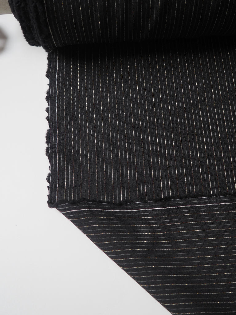 Black + Gold Lurex Pinstripe Suiting