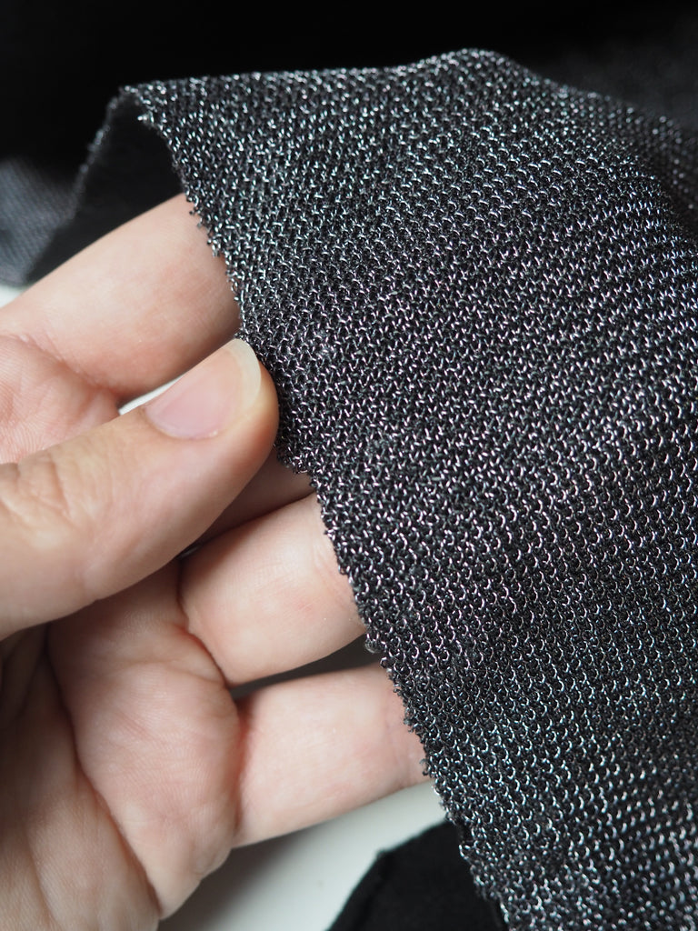 Gunmetal Chainmail Knit Bonded Jersey