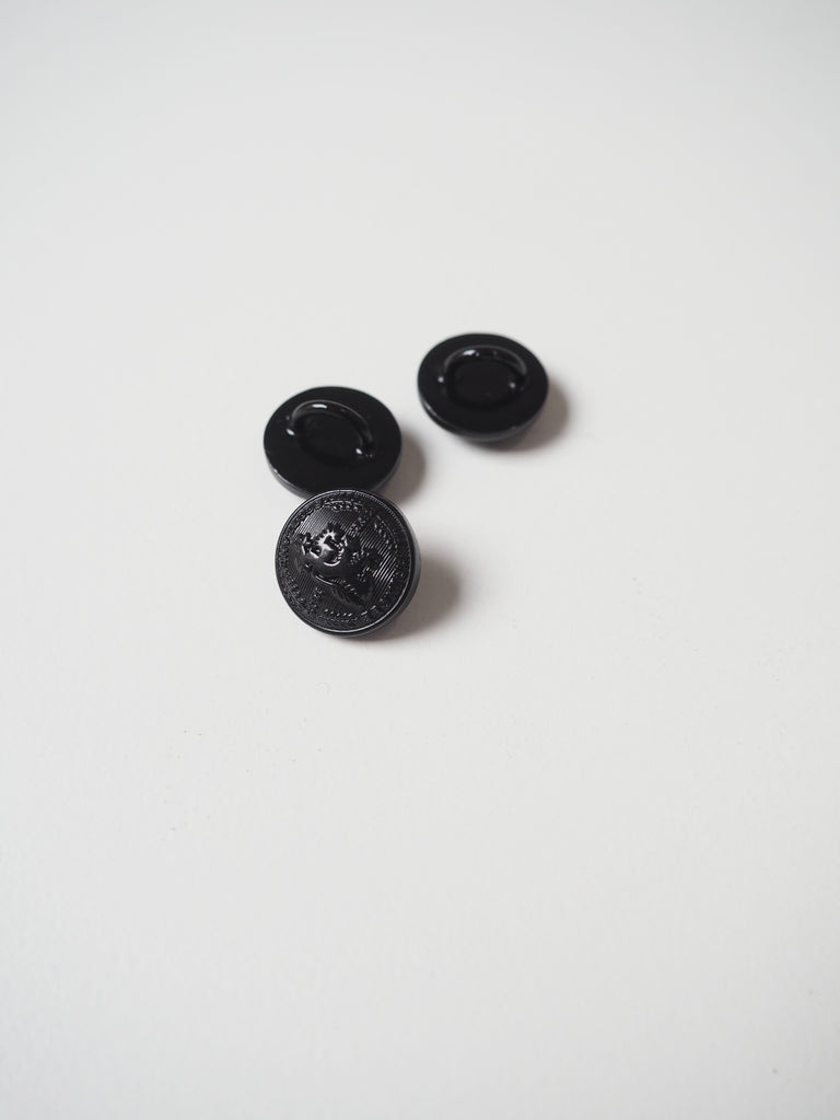 Black Metal Branded Shank Button 14mm