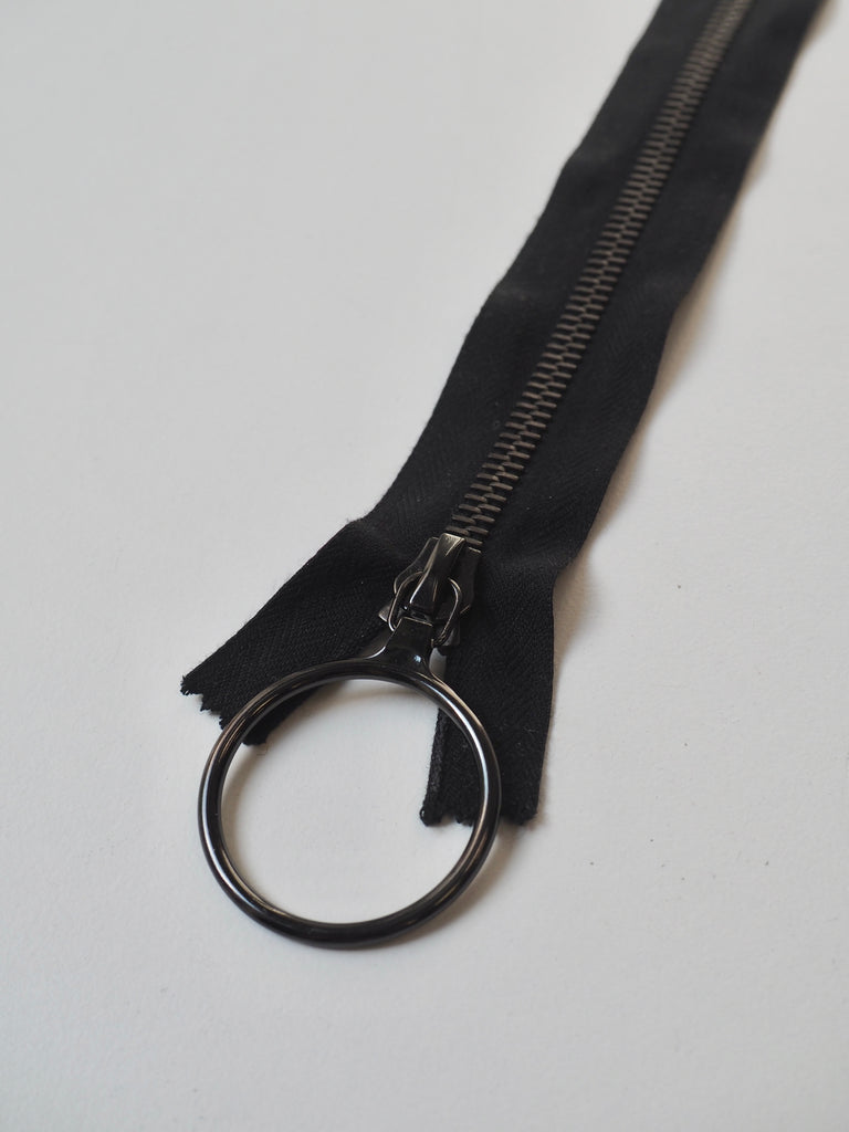 Riri 47cm/18.5inch Black O-Pull Metal Teeth Open-Ended Zips – The