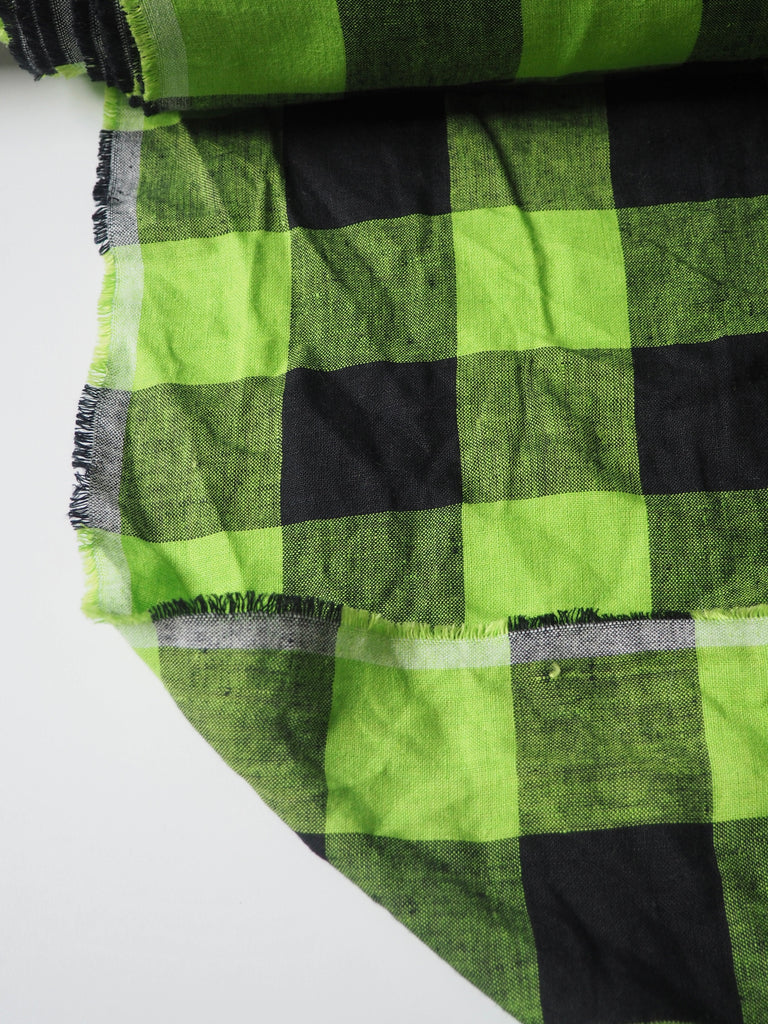 Lime Jumbo Gingham Linen