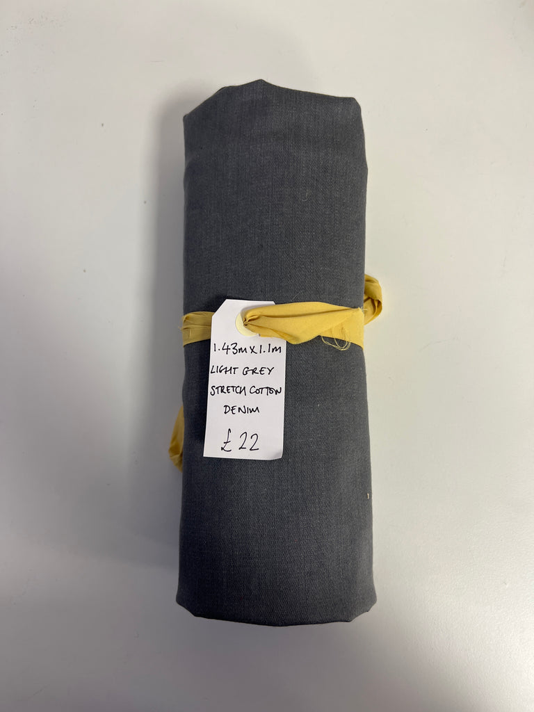 Light Grey Stretch Cotton Denim Remnant