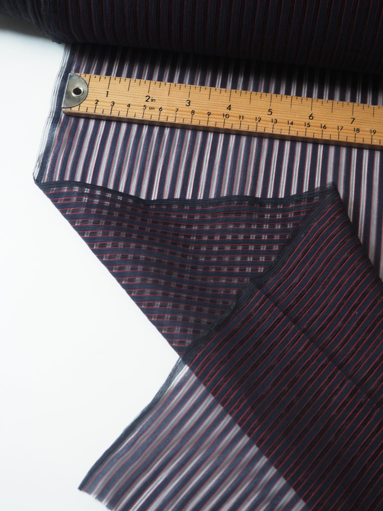 Navy + Red Stripe Nylon Organza