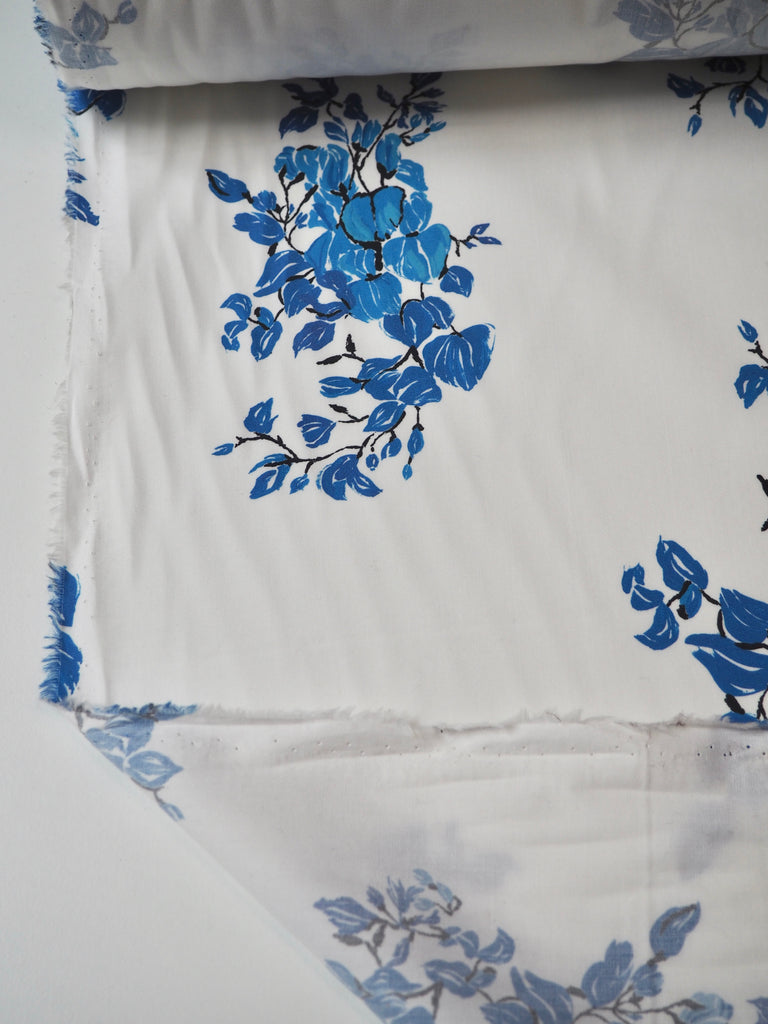 Blue Branch Floral Cotton Poplin