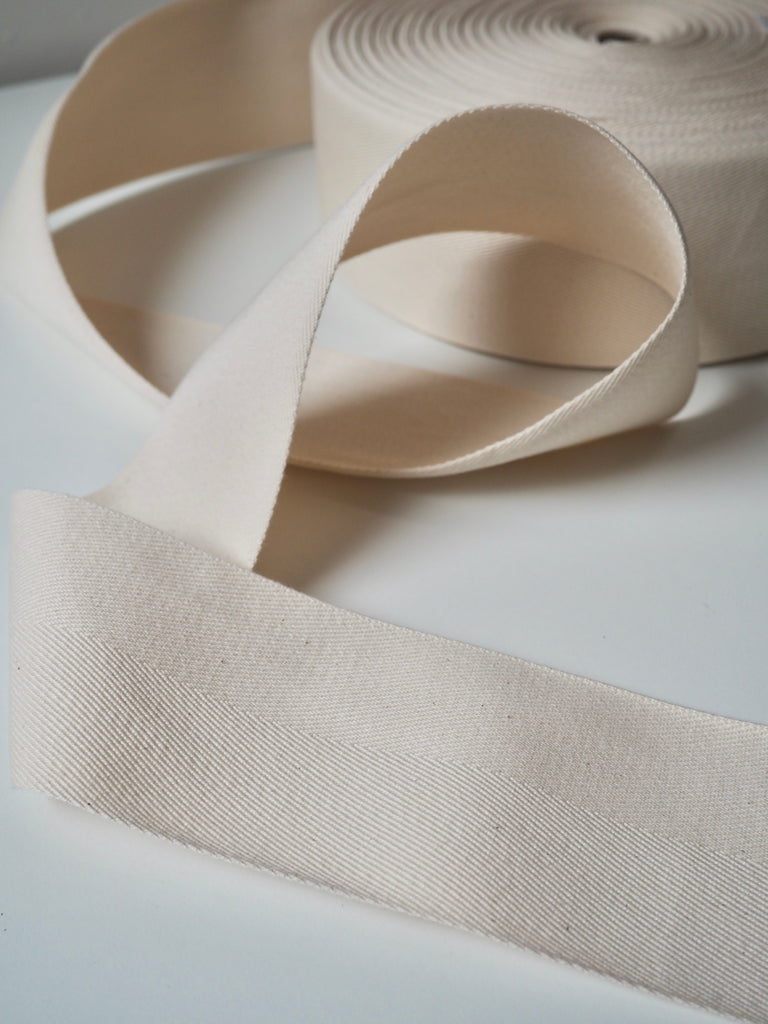 Natural Cotton Thick Herringbone Webbing 75mm