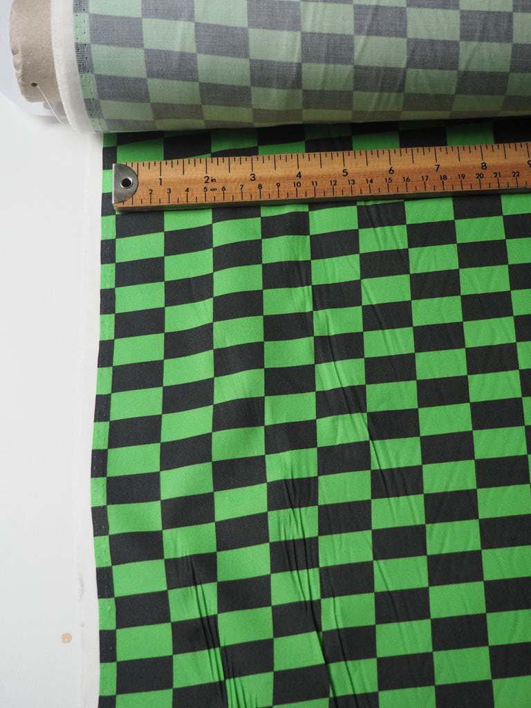 Lime Medium Checkerboard Cotton Twill